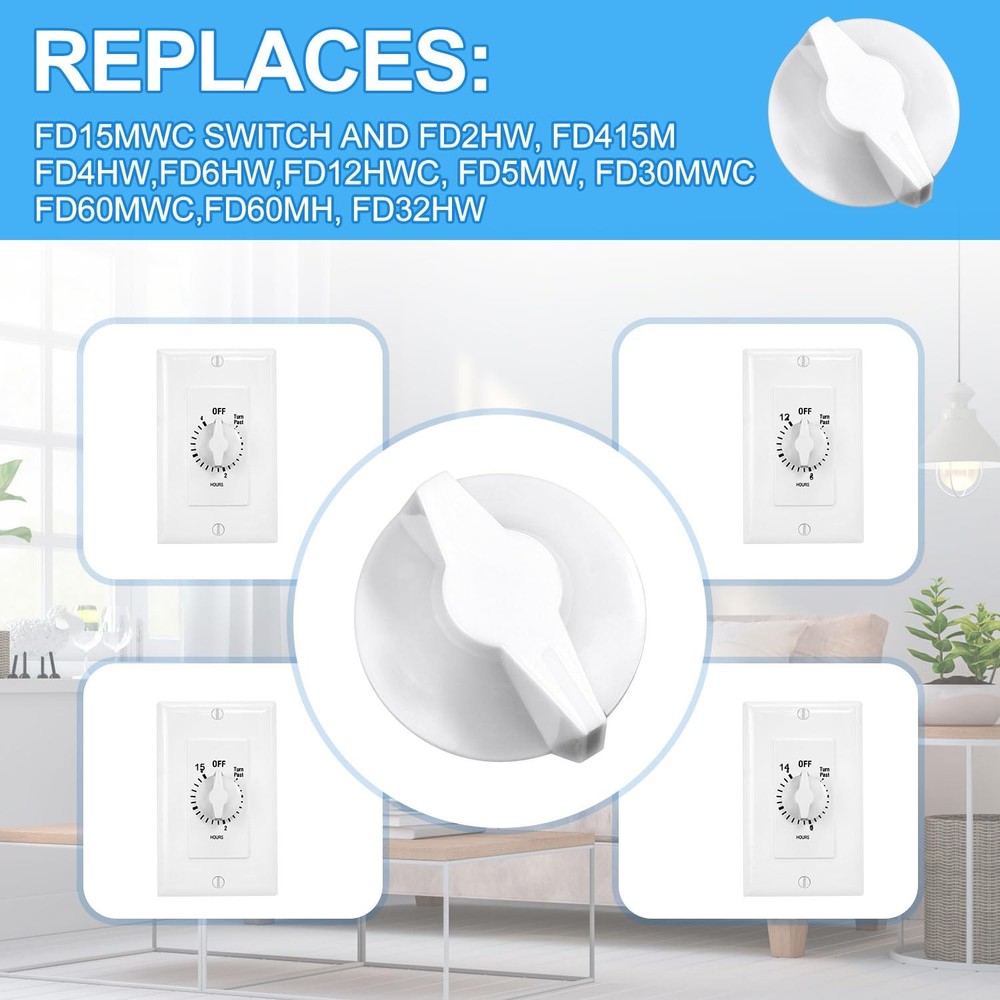 2pcs Timer Knob Replacement Wall Switch Spring Wound Timer for Fan Light Heater