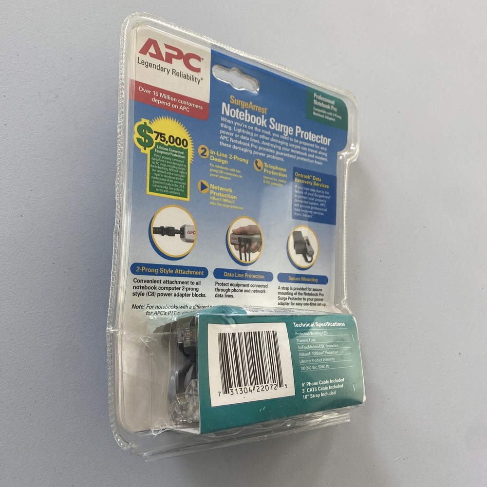 APC - Model PNOTEPROC8 Notebook Surge Protector Telephone & Network Protection