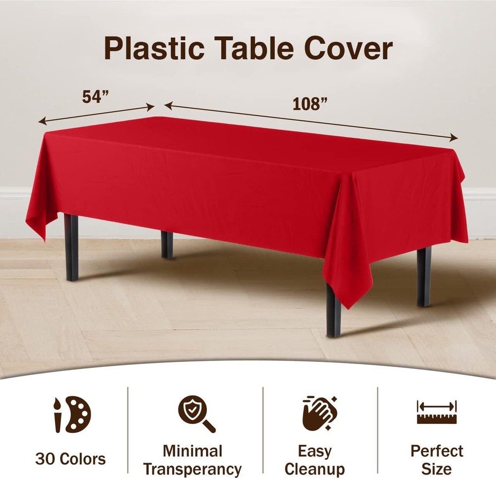 12-Pack Premium Plastic Tablecloth 12-Pack Premium Plastic Tablecloth 54in. x