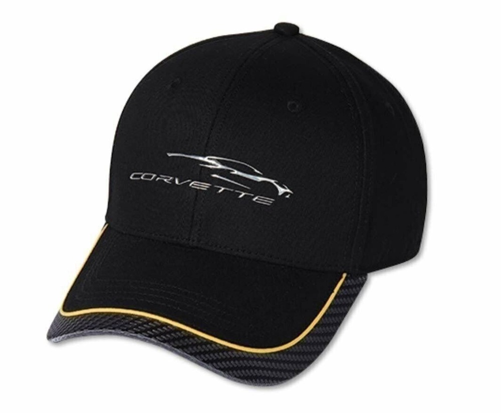 C8 Corvette Next Generation Gesture Logo Hat - Black with Yellow Stripe
