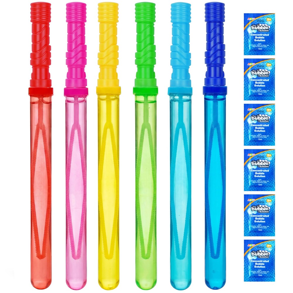 14.6’’ Big Bubble Wands for Kids, 6 PCS Bubble Wand with Refill Solution for ...