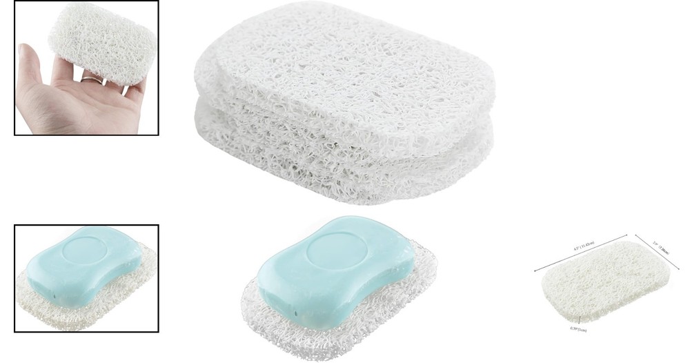 4 Pack White Soap Saver Holders - Self Draining, Non-Slip Bath Accessory