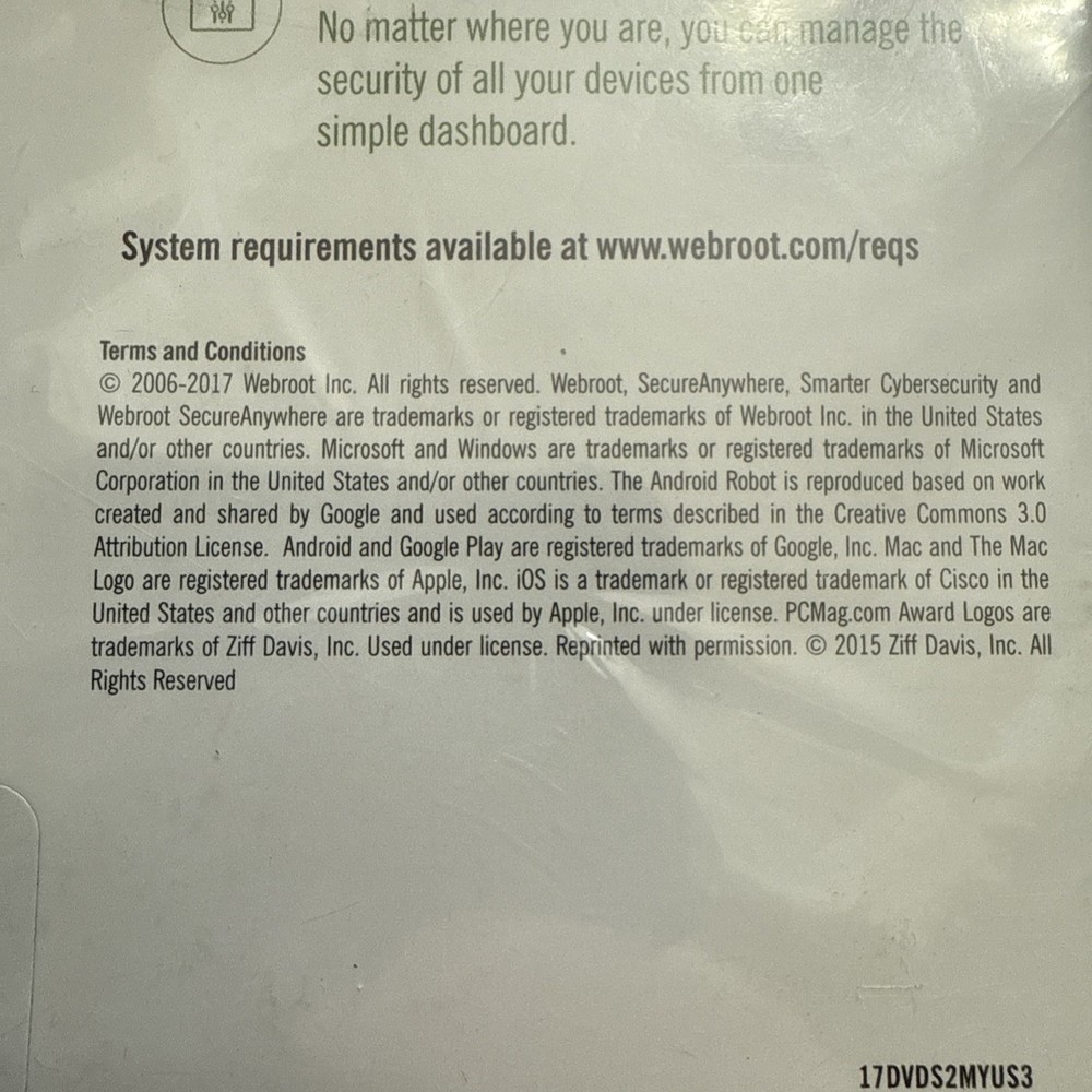 Webroot Internet Security With Antivirus For PC, Mac & Android - Windows 10 Comp