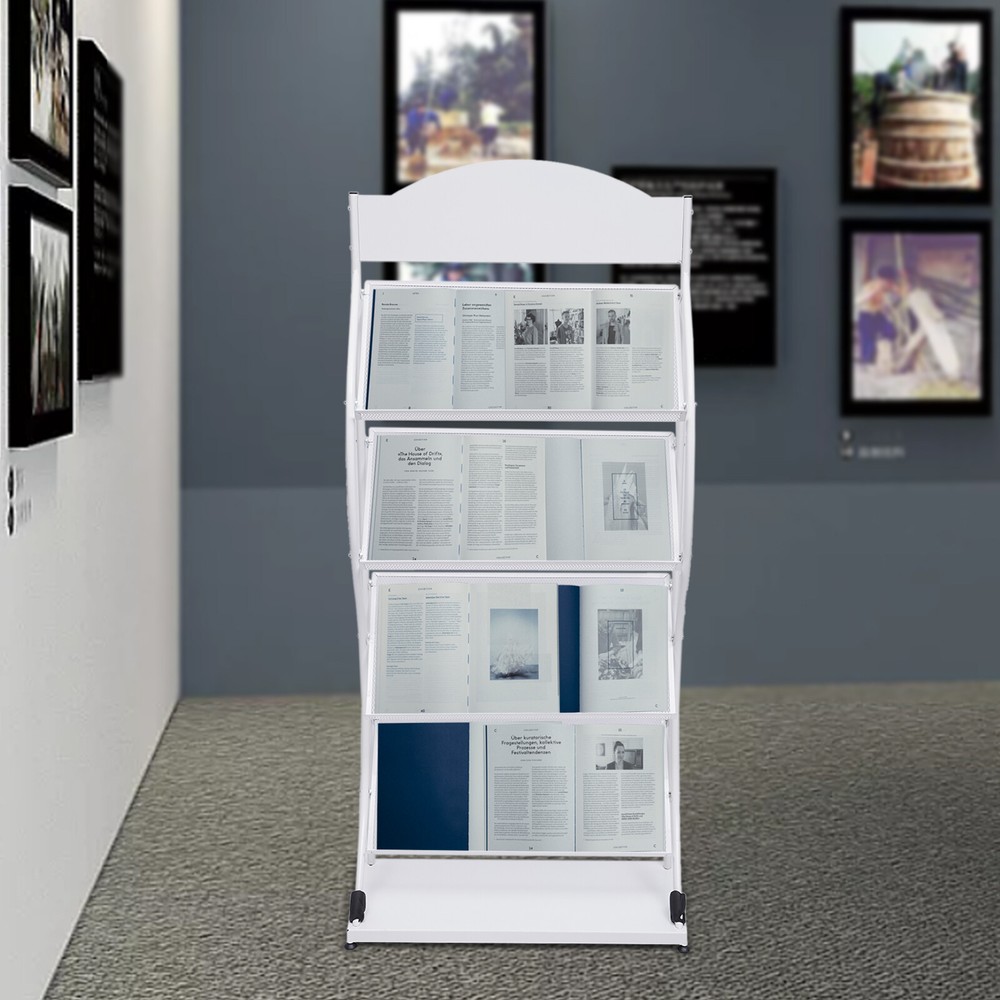 Floor-Standing Magazine Rack 4-Layer Iron Information Rack Storage Rack S-shaped