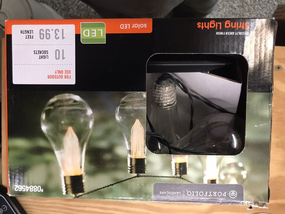 Portfolio 13.9-ft-light Yellow Plastic Shade Led Solar Bulb String Lights