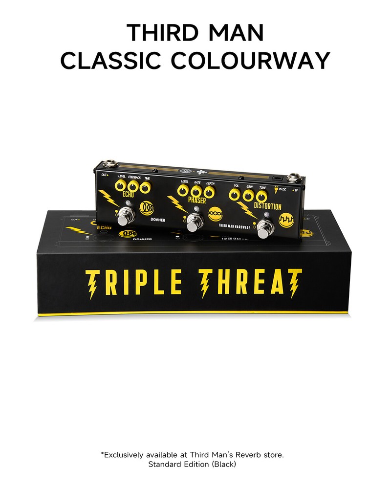 Triple Threat Multi-Effect Pedal Distortion Phaser Echo Adapter Included