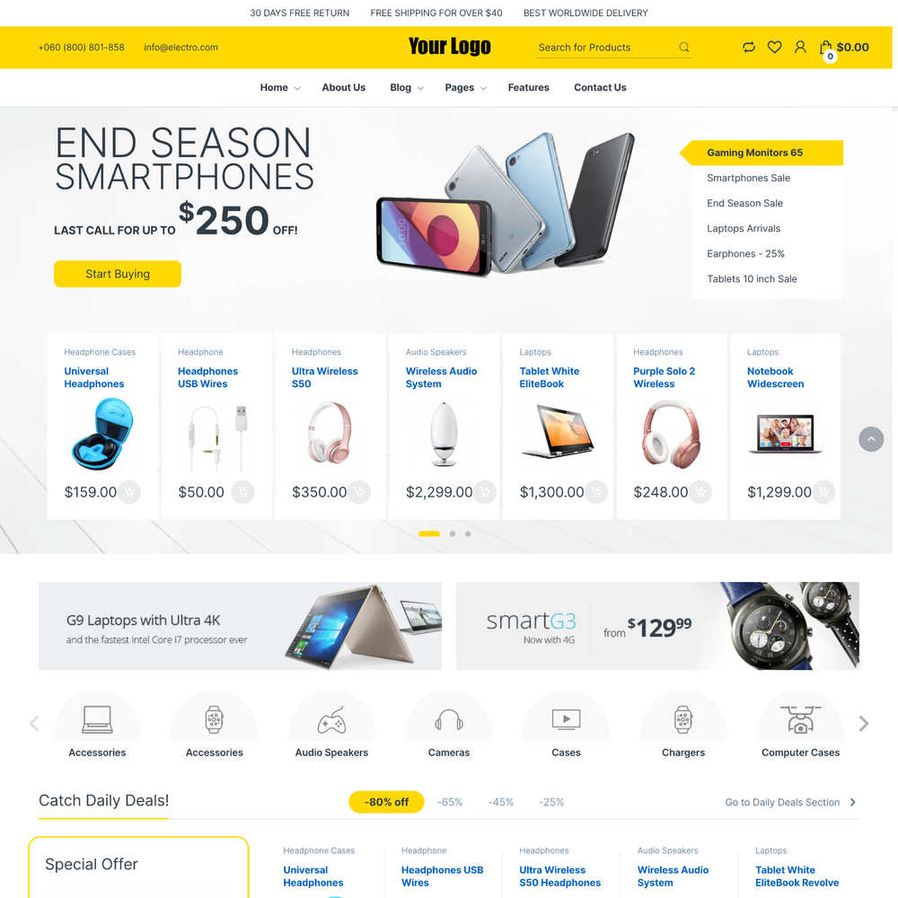 Electronic Mart Website Design with Free 5GB VPS Web Hosting