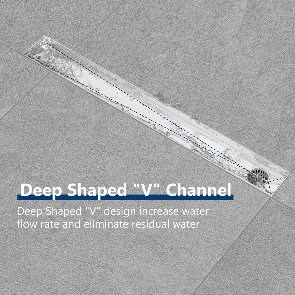 Neodrain 24-Inch Offset Linear Shower Drain with Tile Insert 24 In, Stainless