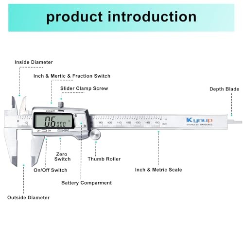 Digital Caliper, Caliper Measuring Tool, Micrometer 6 Inch Standard Silver