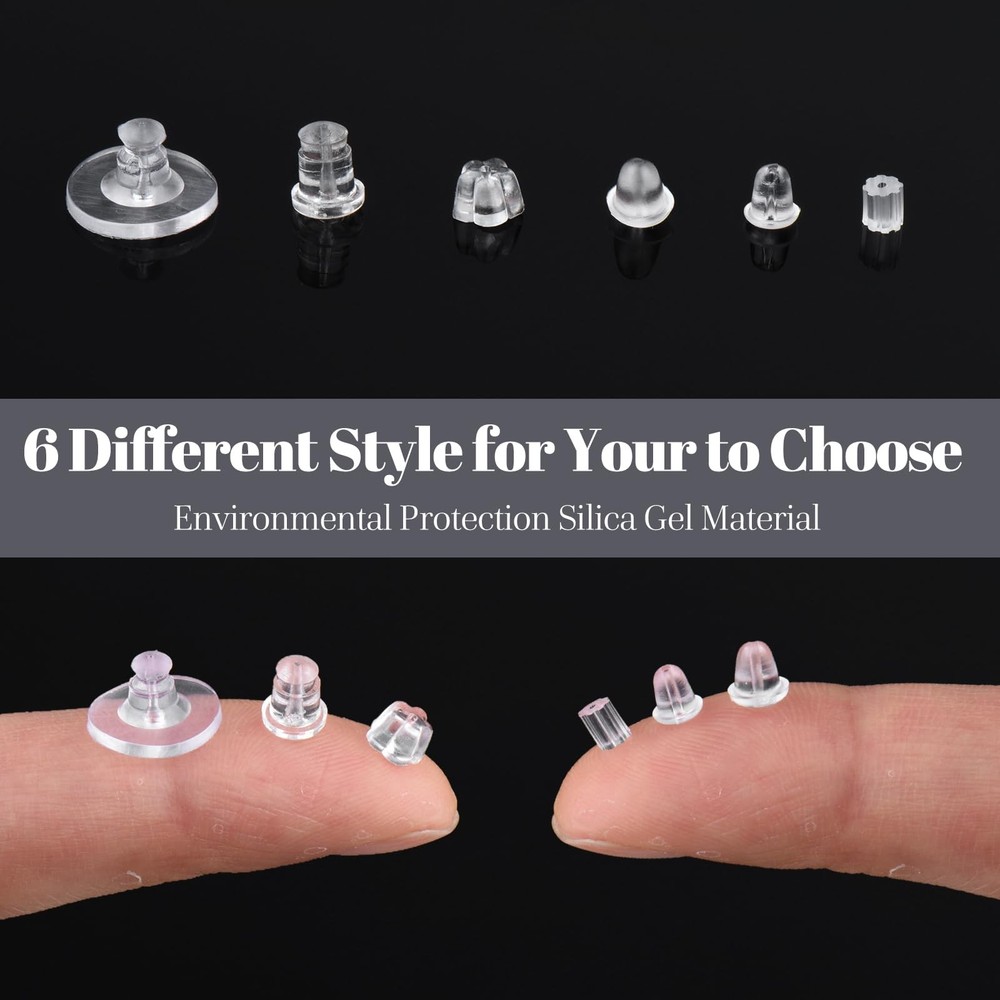 6 Styles Silicone Earring Backs for Studs/Droopy Ears/Heavy 6 style silicone
