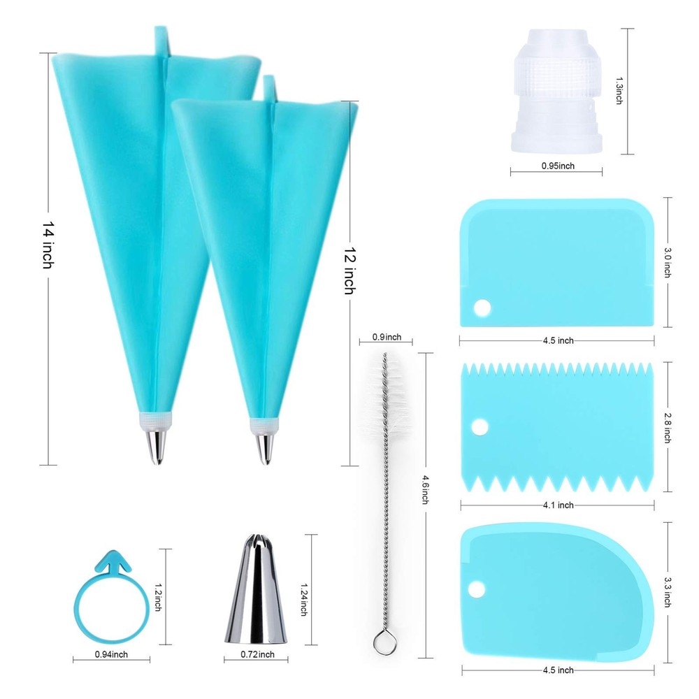 Baking Piping Bags Set, 34Pcs With 24 Tips, Icing Tools, Blue