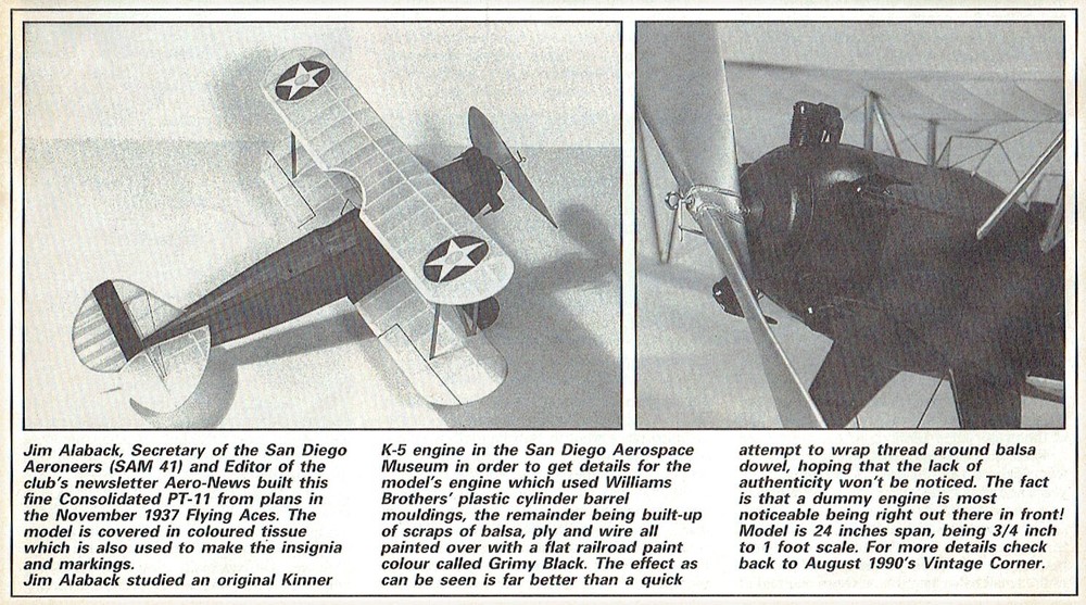 Model Airplane Plans (FF): Consolidate Fleet PT-11 24" Scale Rubber-Powered