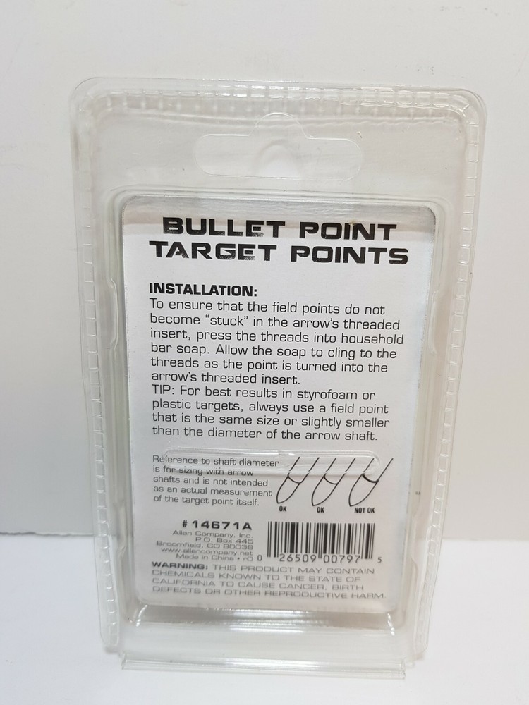 ALLEN 6 PACK 9/32 75 GRAIN BULLET TARGET POINTS