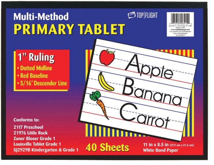 Top Flight Multi-Method 1" Ruled Primary Tablet 40 Sheets