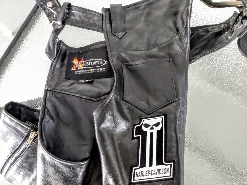 XELEMENT LEATHER MOTORCYCLE CHAPS • SIZE 40R