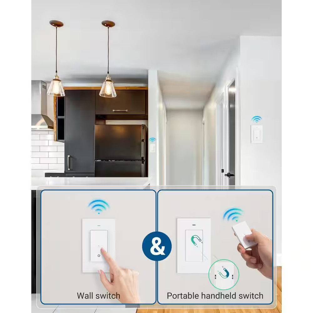 125-Volt 3 Way Wireless Remote Control Light Switch and Receiver Kit with Magnet