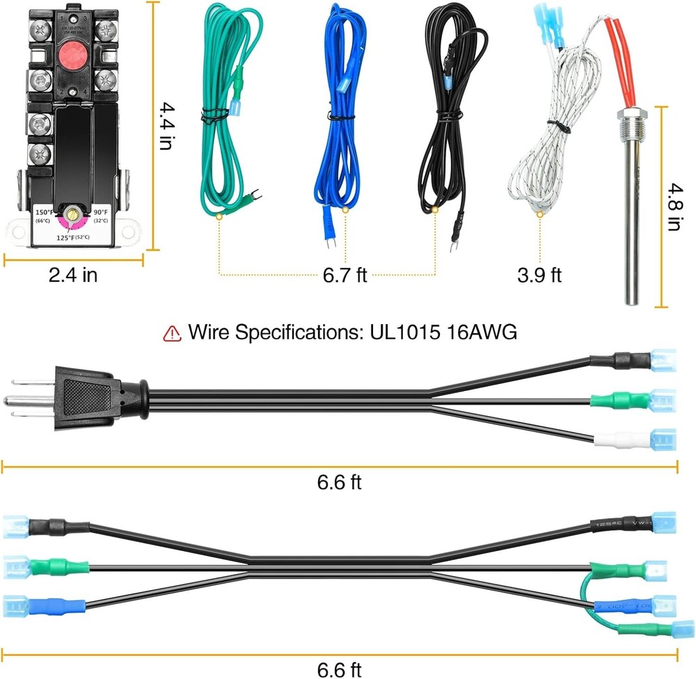 RV Hot Water Hybrid Heat Kit with 304 Stainless Steel Heating Rod for Efficient
