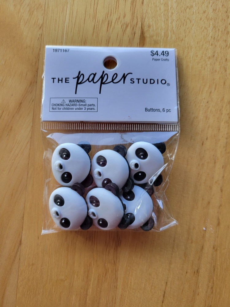 The Paper Studio Panda Buttons 6 pieces