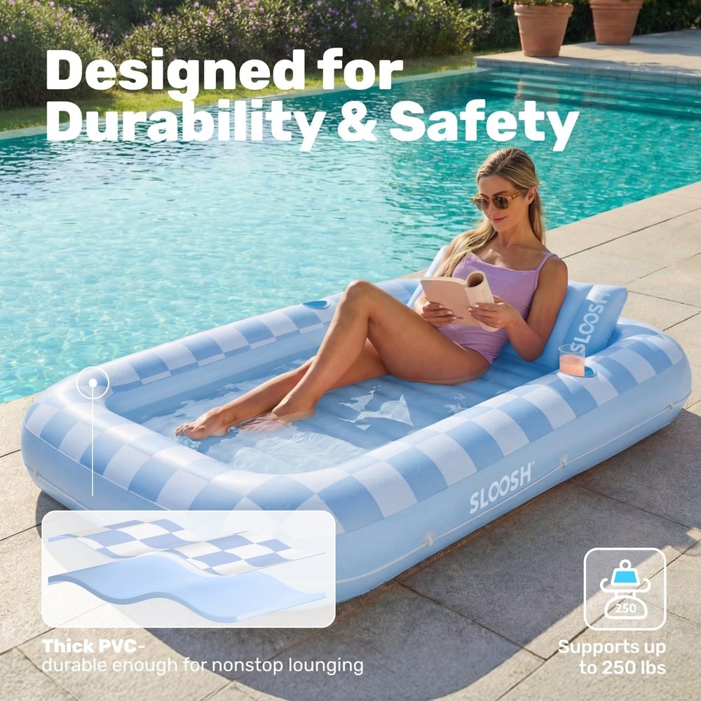 Durable Inflatable Tanning Bed Float, 70" x 46" - Perfect for Private Sunbathing