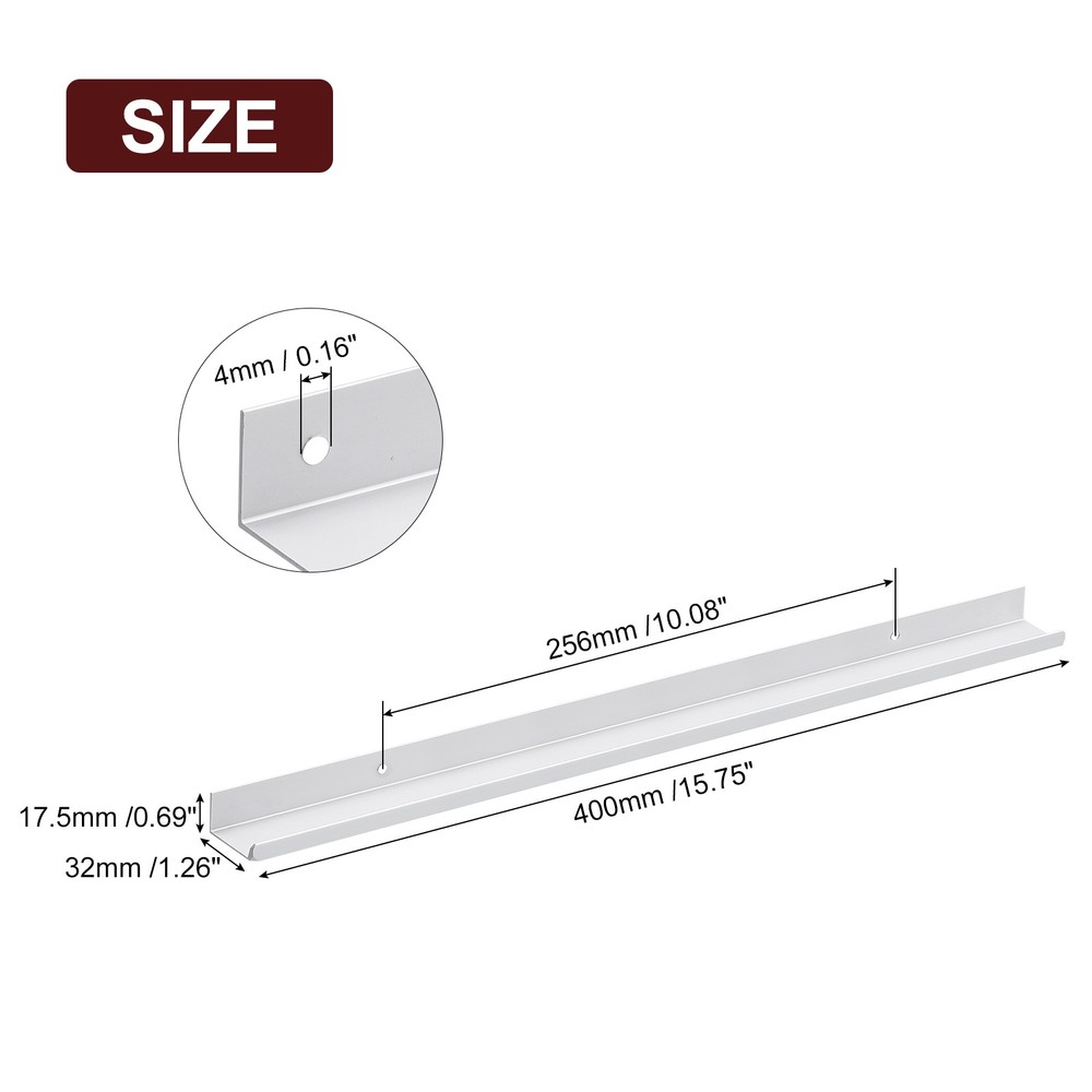 Cabinet Edge Finger Pull, 8pcs 400mm / 15.75" Hidden Cabinet Pulls, Silver