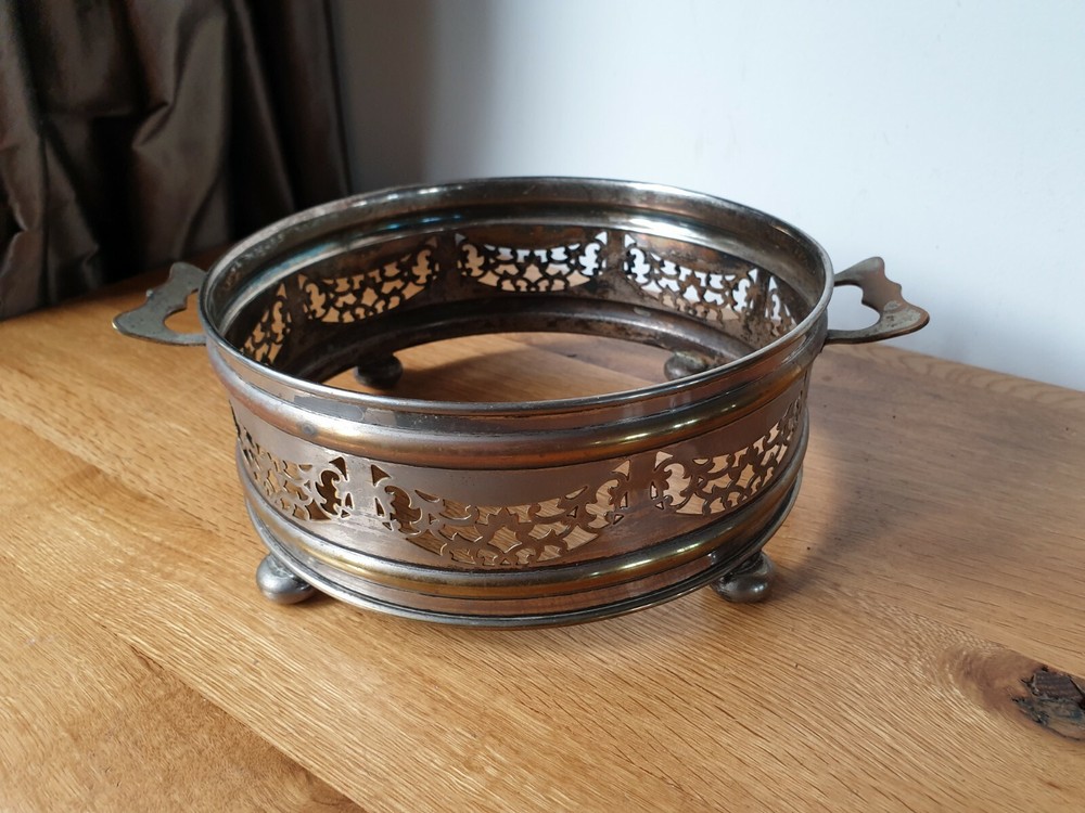 Beautiful Antique Silver Plated Serving Dish Holder with Handles