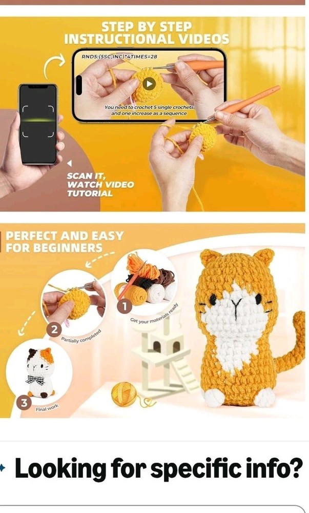 3 Kitten Crochet Starter Pack For Beginners NEW OPEN BOX