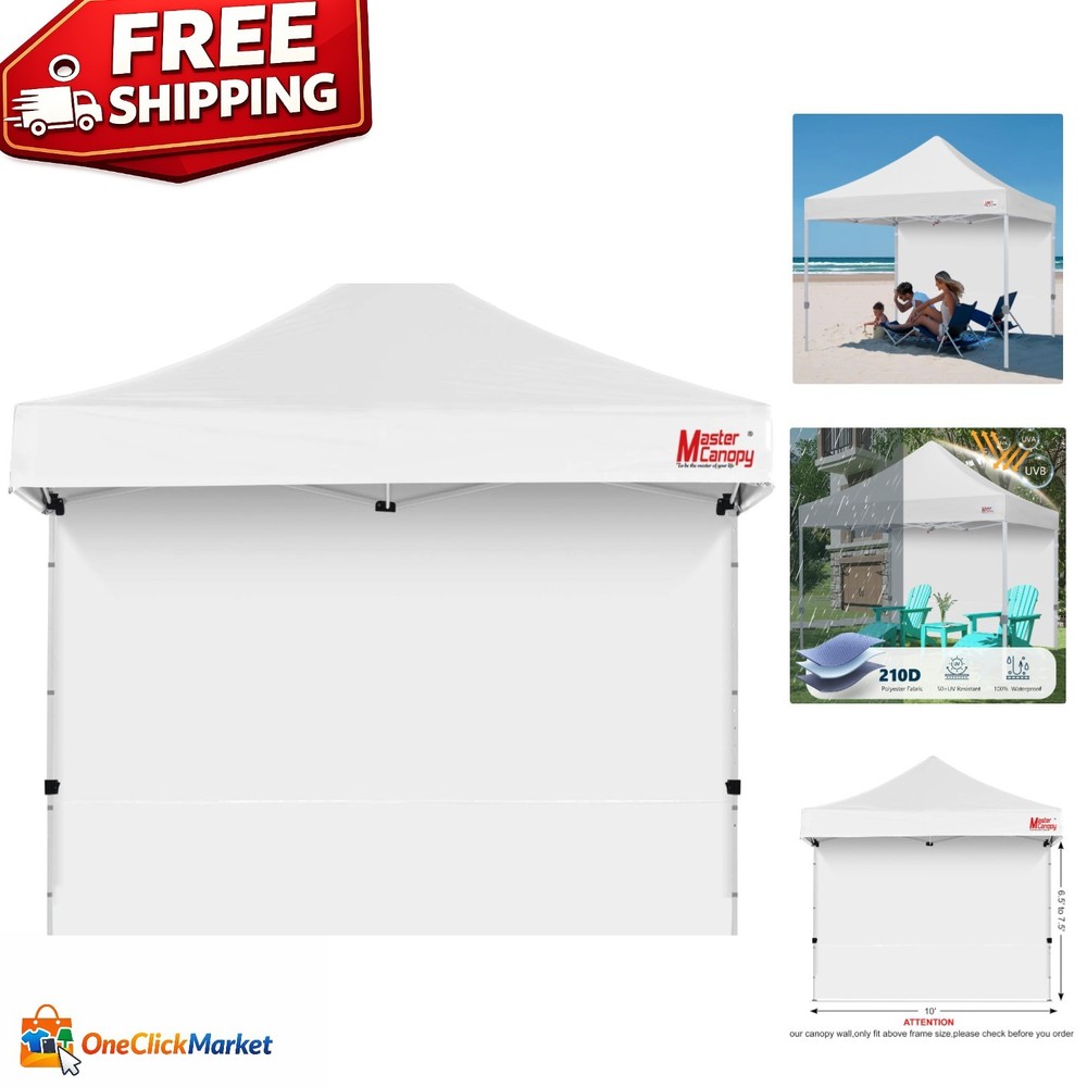 10x10ft White Canopy Side Wall - Easy Installation & Spliceable Design
