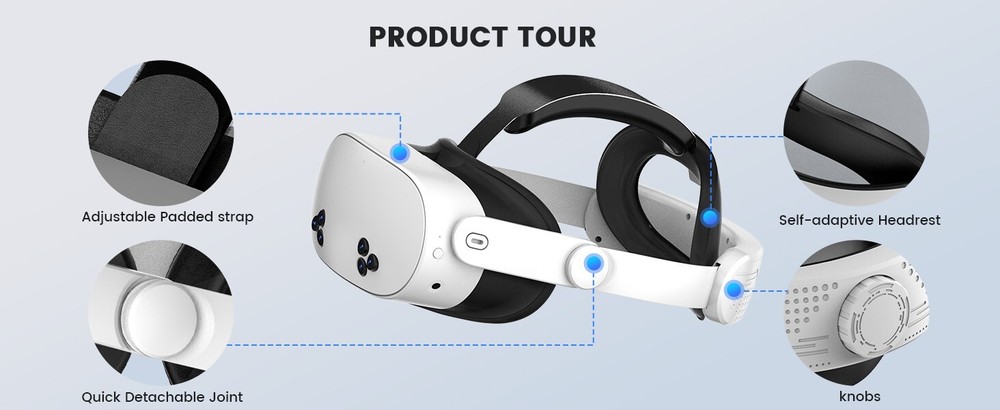 Head Strap for Meta Quest 3S Adjustable T3 Elite HeadStrap Replacement Q3S White