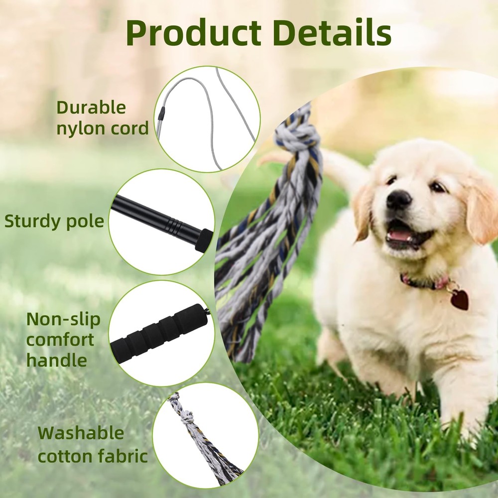 Durable Flirt Pole for Dogs - Interactive Training Tool for Small Medium Dogs