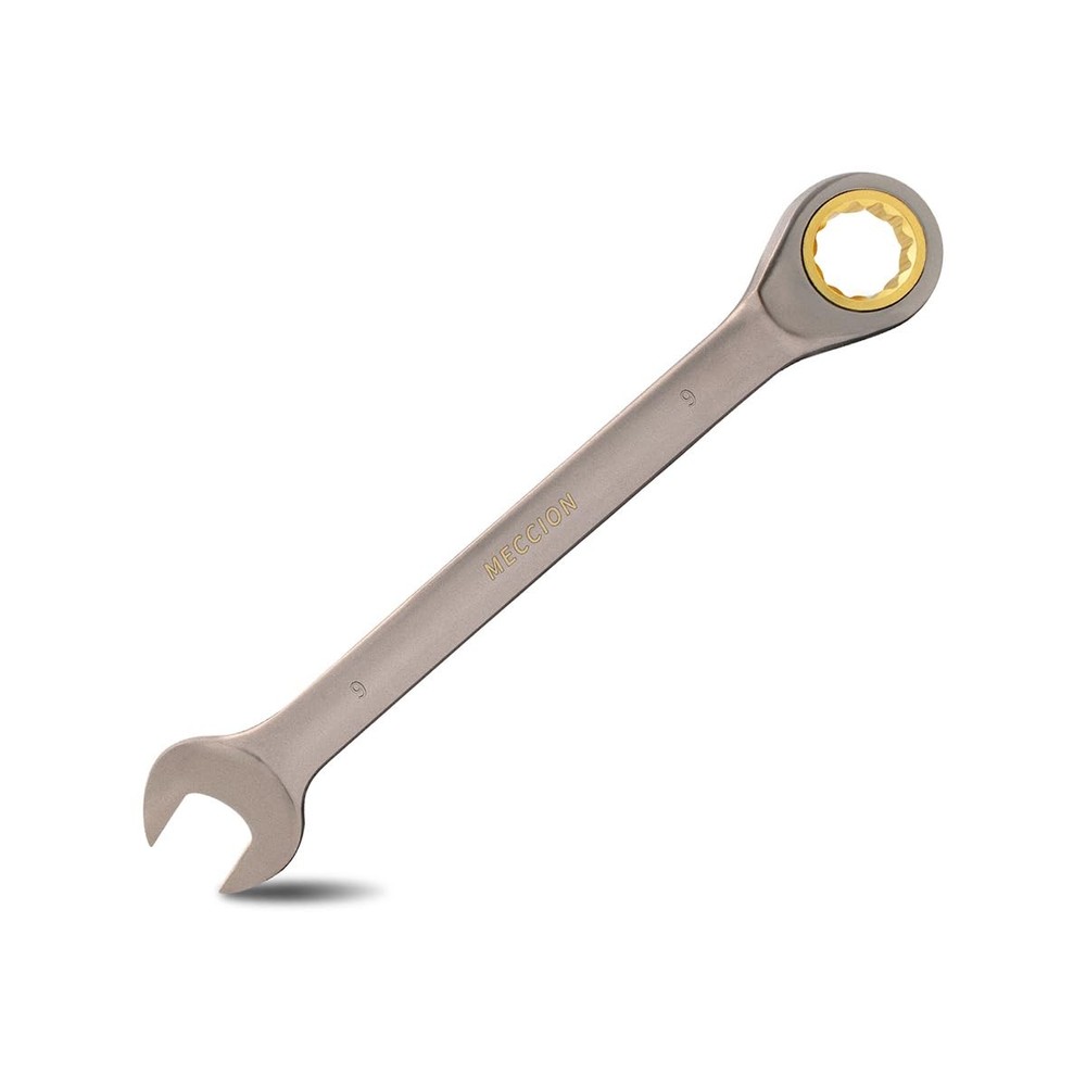 Combination Wrench 9mm Metric Open End Ratcheting Gear Spanner Grey Nickle