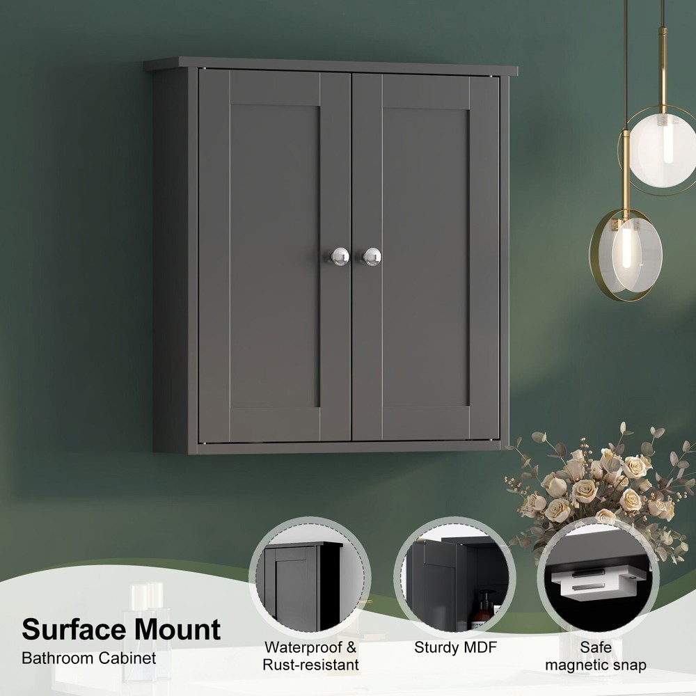 Wall-Mounted Bathroom Storage Shelf & Medicine Cabinet Organizer Black