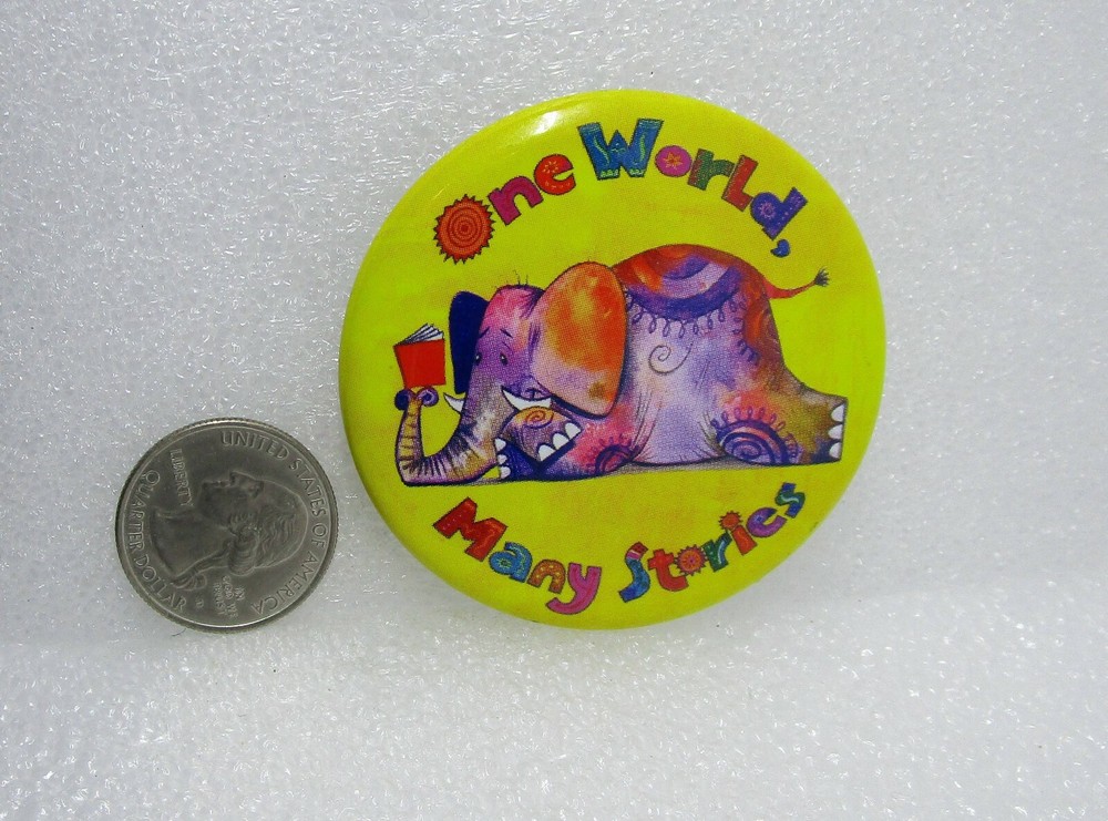 One World Many Stories - Elephant Button Pin
