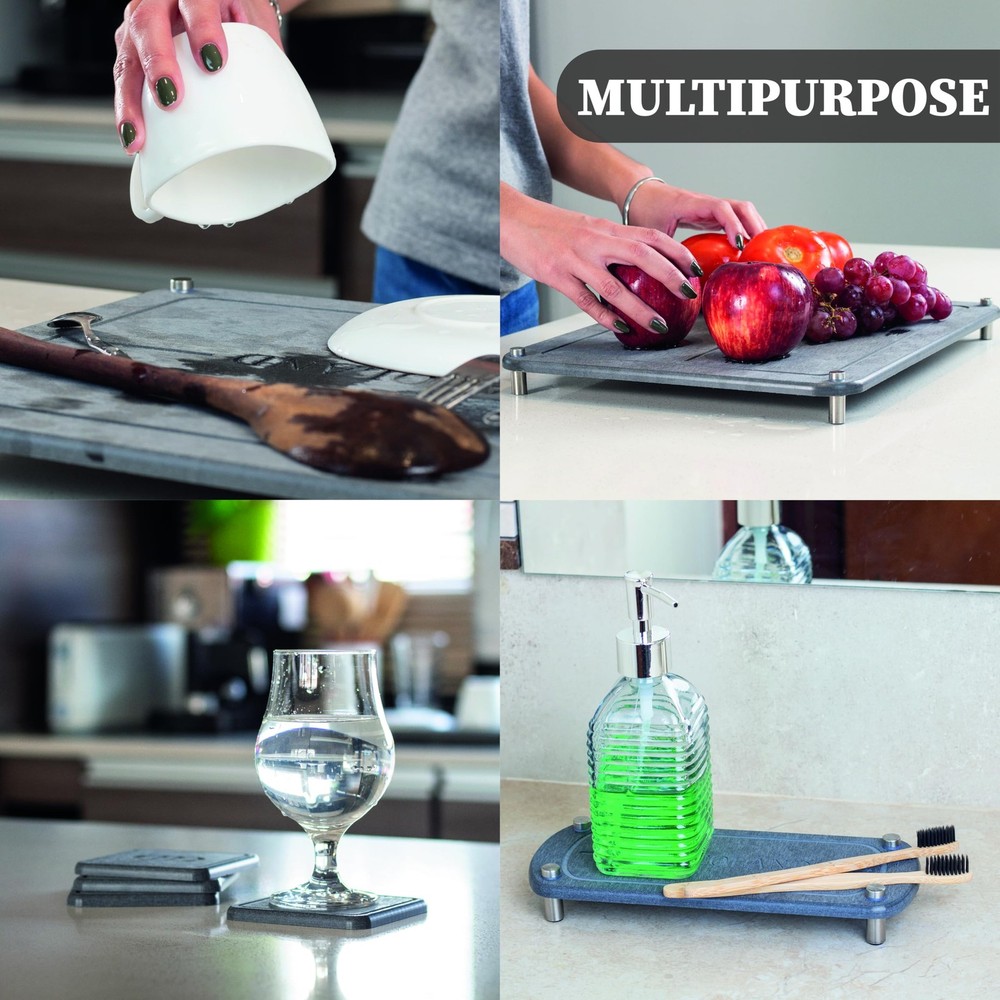 Stone Drying Mat for Kitchen Counter | Quick Dry Stone | Set 6pc | Diatomaceo...
