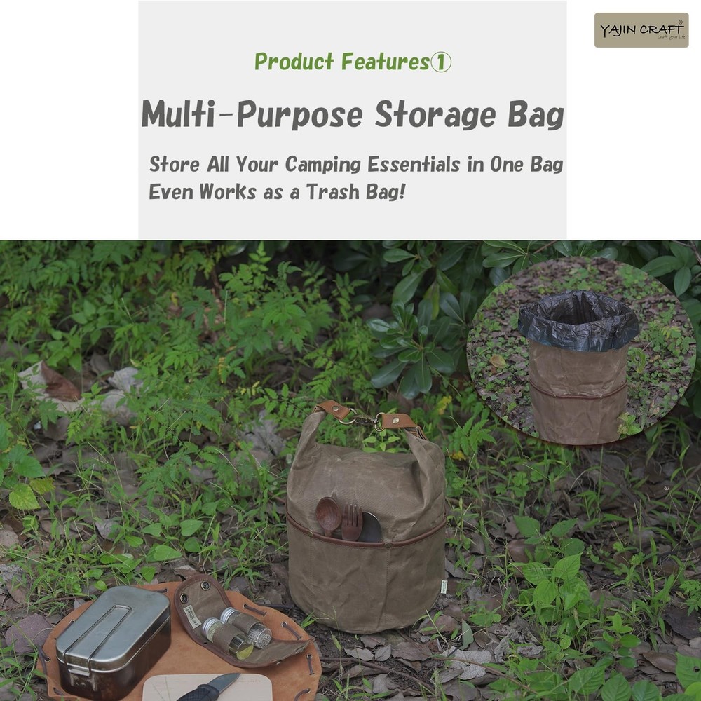 Camping Cookware Storage Bag, Canvas Camp Kitchen Organizer for Cooking Utens...