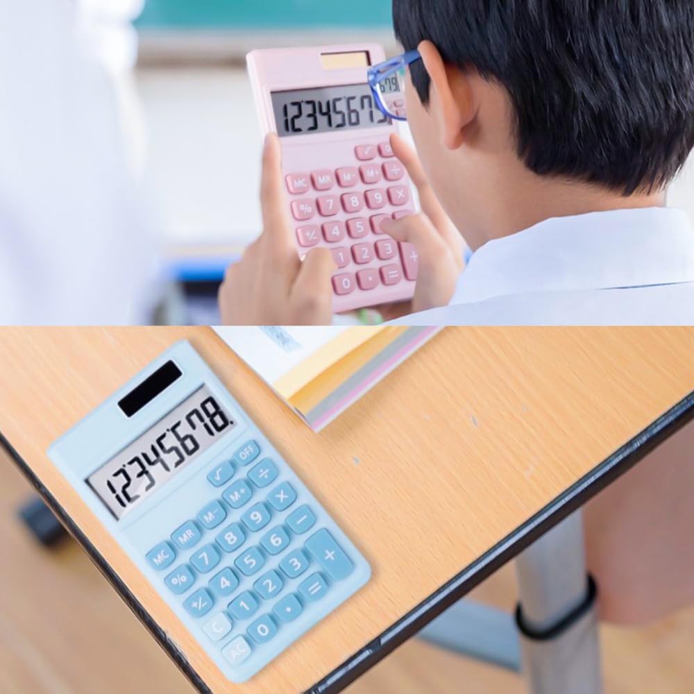 2 PCS Basic Standard Calculators Small Digital Desktop 8-Digit Display Blue