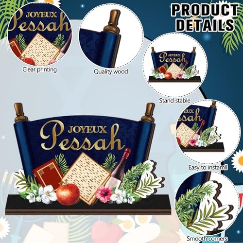 6 Pcs Table Decorations Signs Wooden Chag Sameach Tabletop Centerpiece Passover