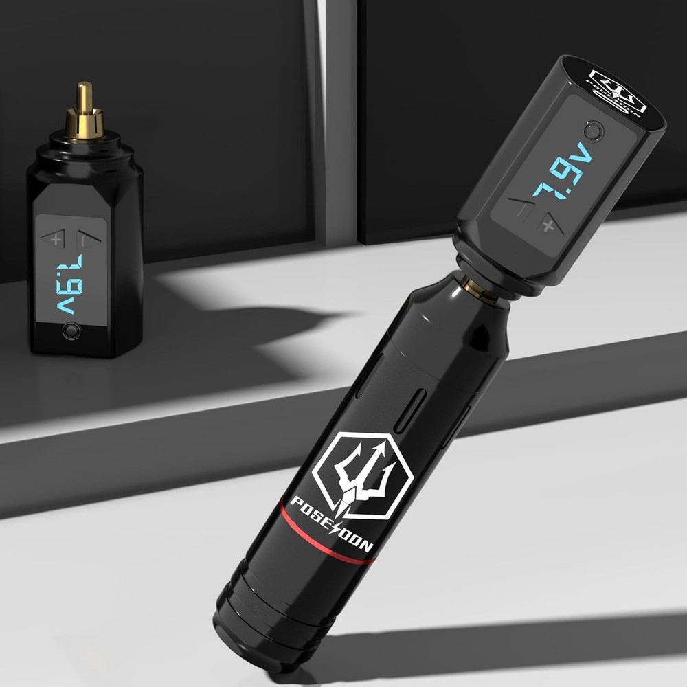 POSEIDON Tattoo Pen Set, Wireless Gun Kit Multicolor, Black
