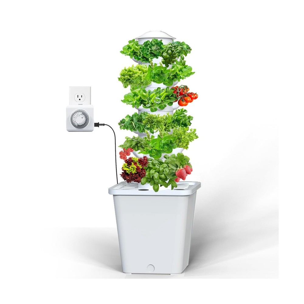 Hydroponics Growing System, 30-Plant Indoor Hydroponic Tower with Pump System...