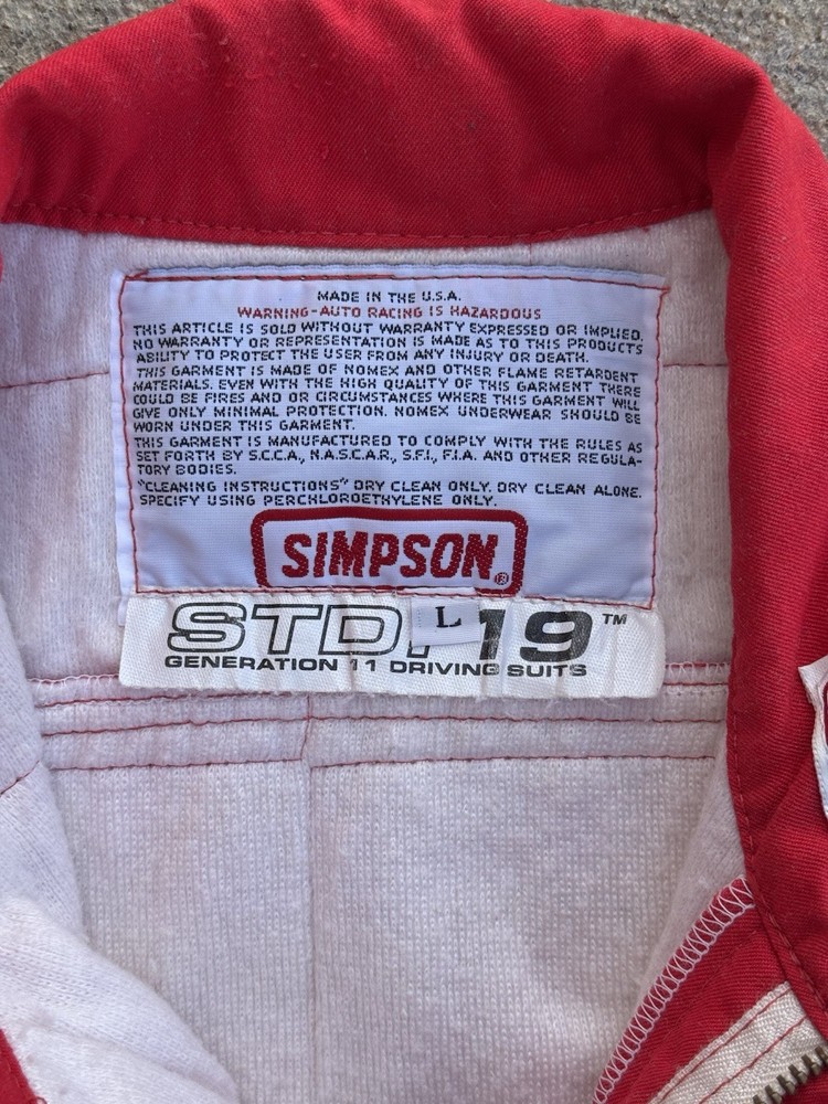 Simpson STD 19 One Piece Racing Fire Suit - Large