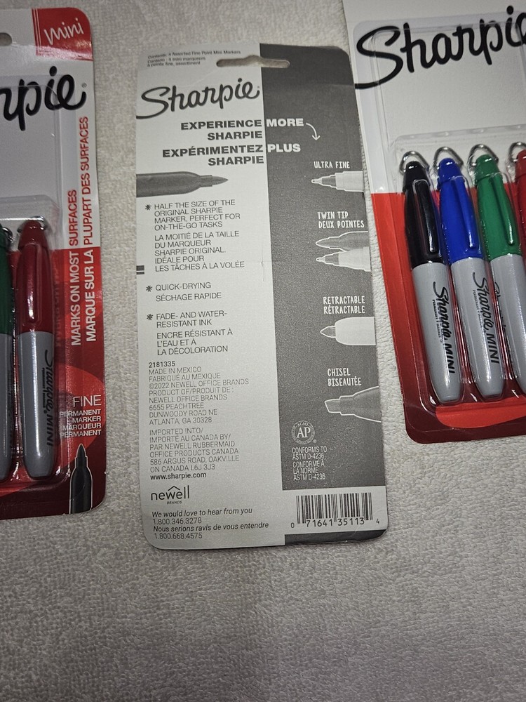 Sharpie Mini, Fine Point 4 Color Pack, 3 Packs