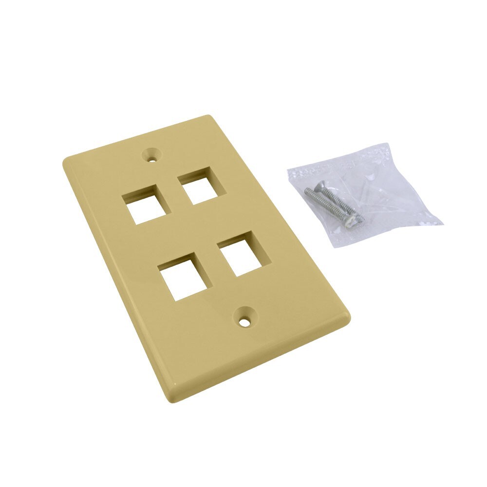 Construct Pro Single-Gang 4-Port Keystone Wall Plate (Ivory)