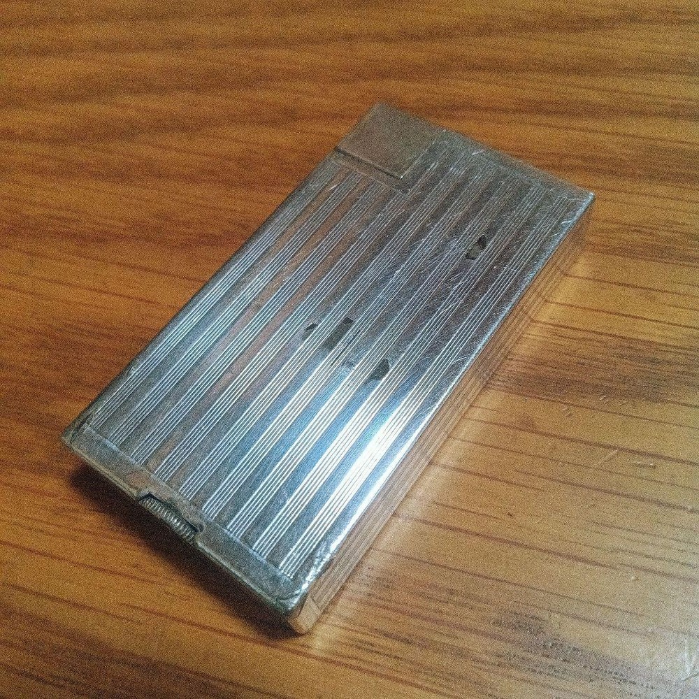 Working Dunhill Oil lighter silver Square Boy Long without box