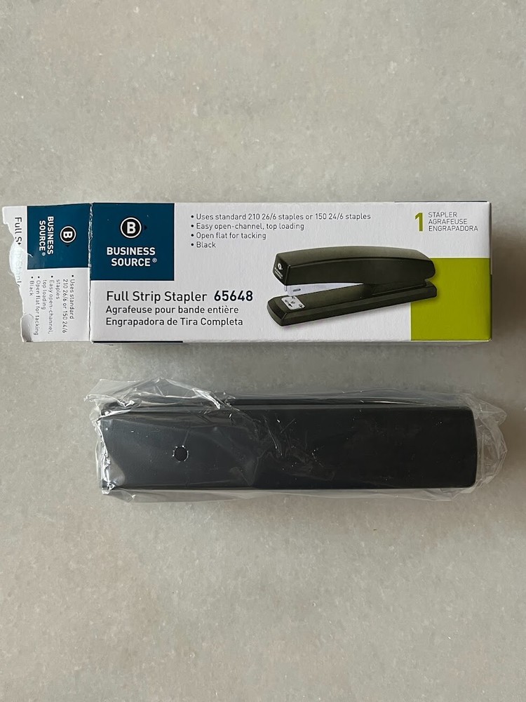Business Source Full Strip Desk Office Stapler Black 65648 Open Box