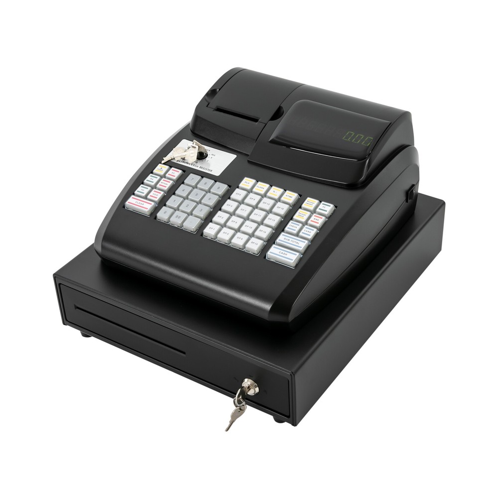 Electronic Cash Register with LED Display, 47 Keys & Secure Drawer