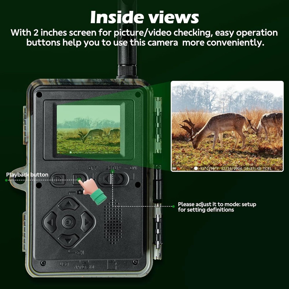 4G LTE Cellular Trail Camera + 64Gb SD Hunting Game Security Camera 0.1s Trigger