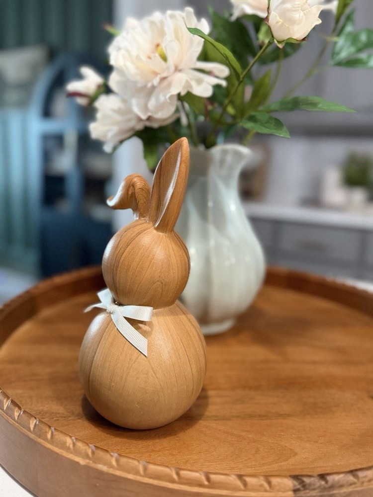 10” Decorative Ceramic Bunny Rabbit| Neutral Pottery Barn Style Spring Decor