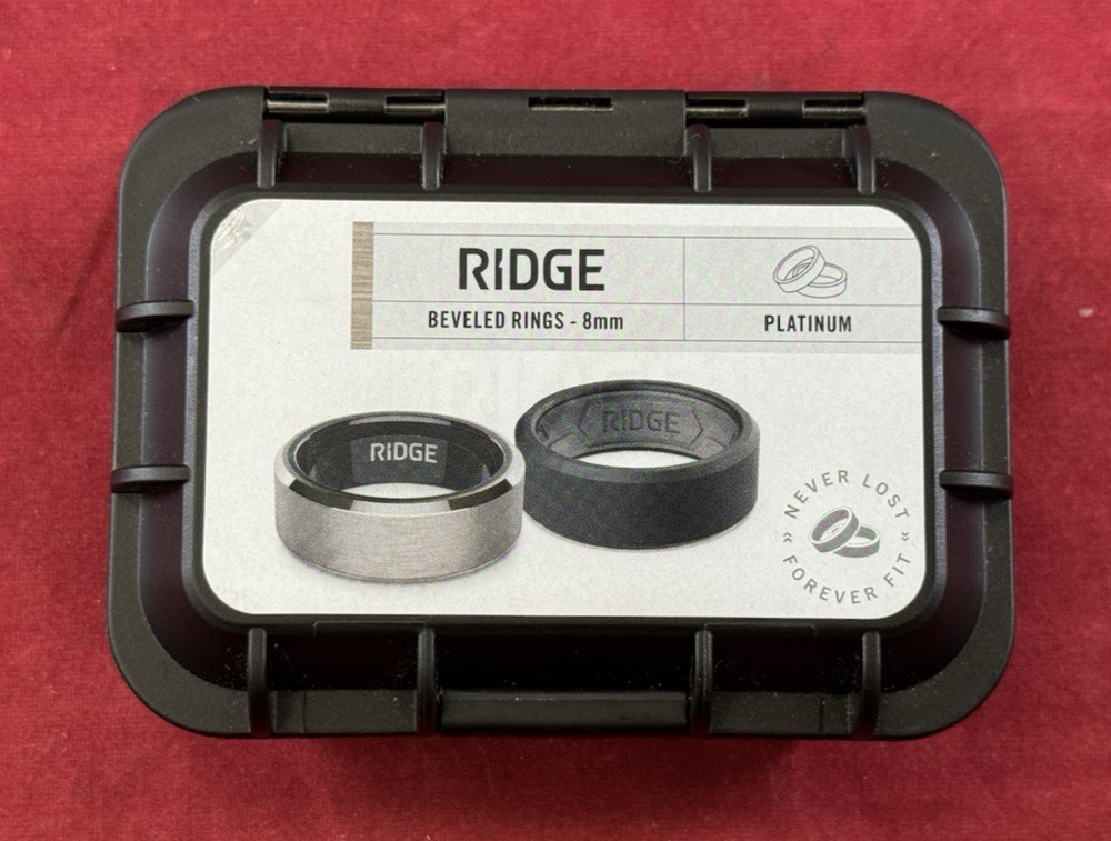 Ridge Beveled Ring Set Size 10.5 - 8mm Width- Platinum Color - Tungsten