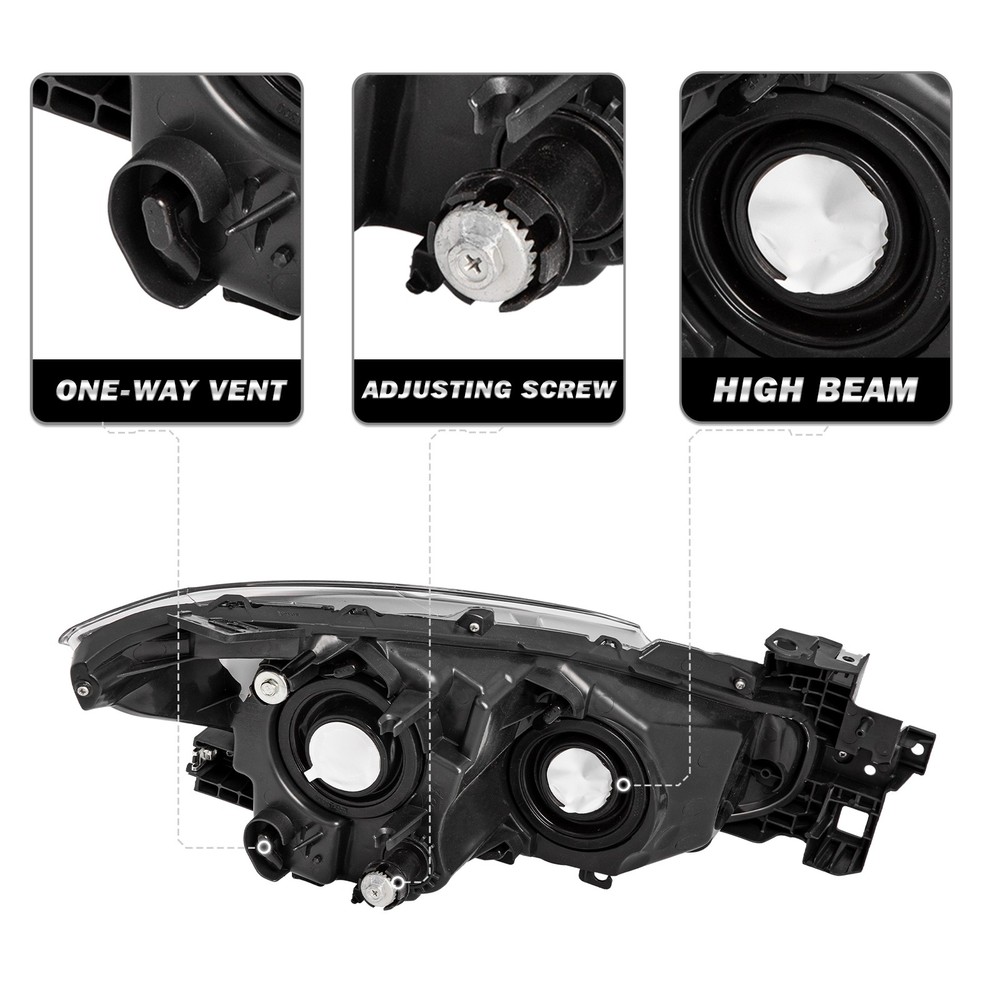 Fit For 2014-16 Mazda 3 Driver & Passenger Side Pair Headlight Assembly