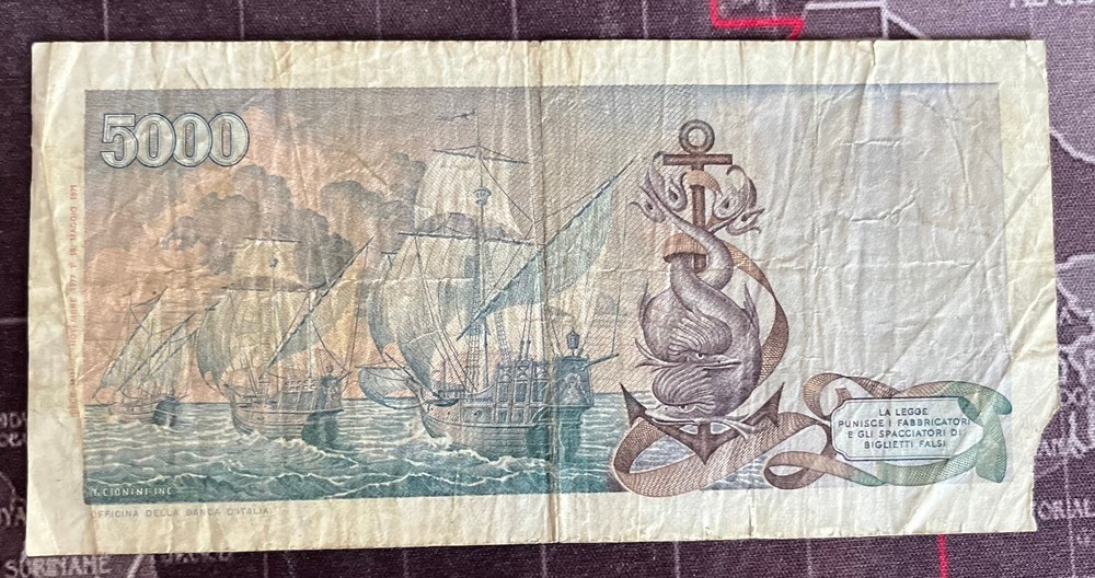 ITALY 1964 5000 LIRA NOTE