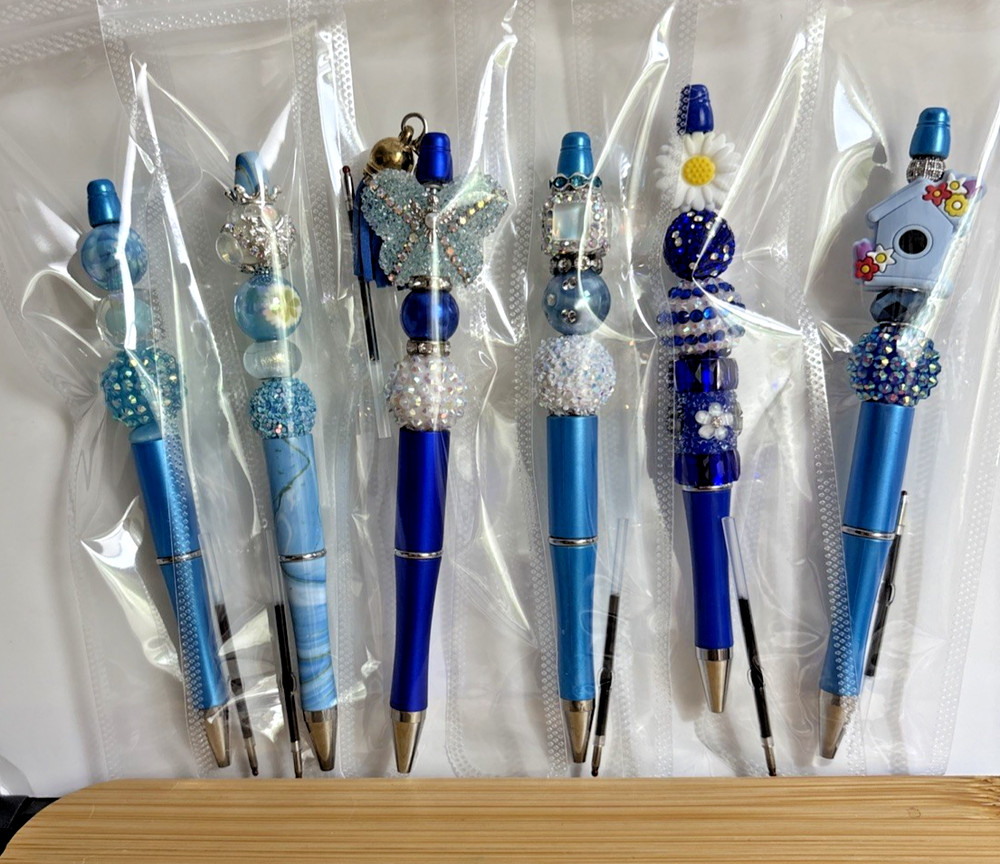 6 Handcrafted FANCY Beaded Pens